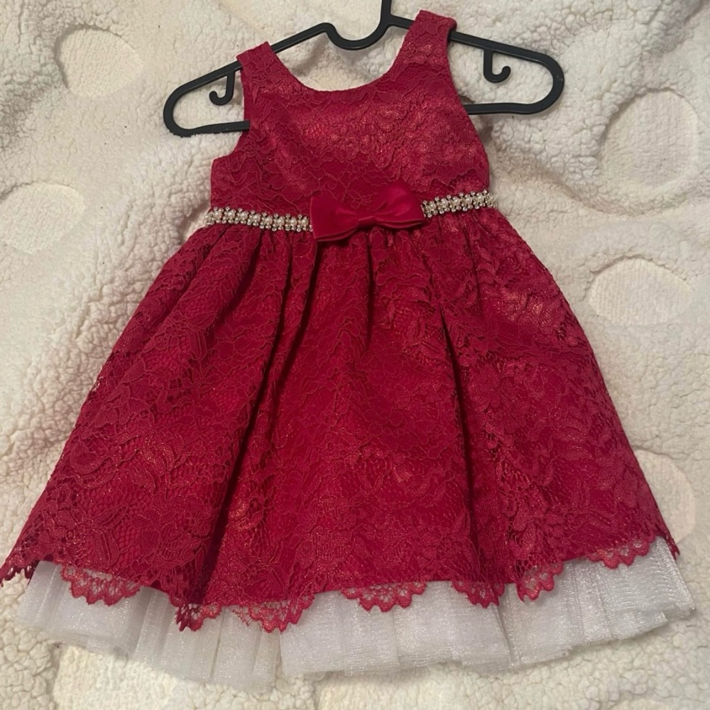 American Princess Red Embellished A-Line Dress